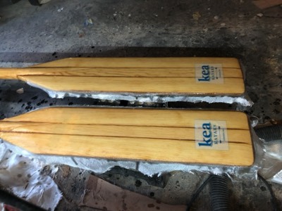  3/21/18 - The flipsides of the oars are fiberglassed. 