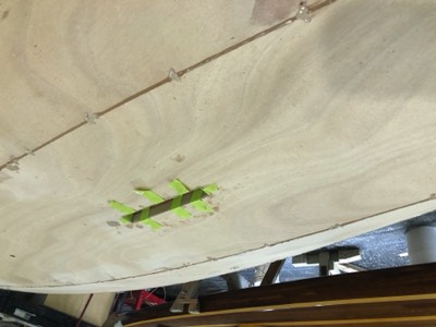  Fiberglass pieces are epoxied to the daggerboard slot. 