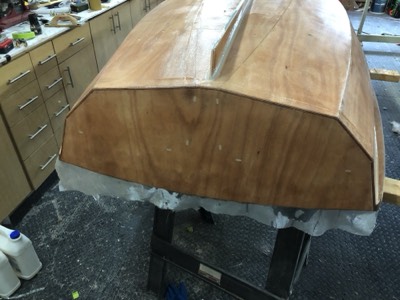  10/16/19 - The transom is fiberglassed. 