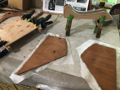  Rudder trunk parts are fiberglassed. 