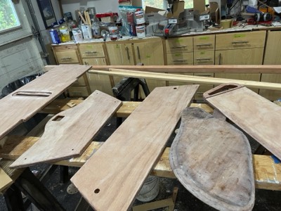  Spars, seats, and foils are sanded. 