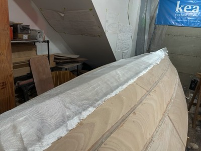  Fiberglass cloth is laid on the #1 panels.  