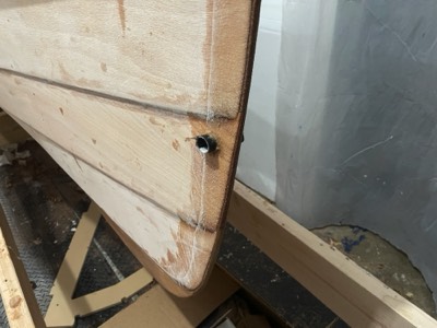  A piece of fiberglass tube is embedded in the bow as an attachement point for a bow line.  