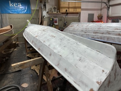  1/2/22 - The primer is sanded on the starboard side.  