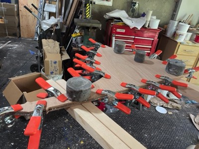  Rudder is laminated from two pieces of wood.  