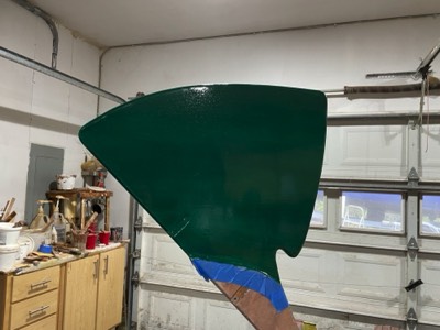  First coat on the rudder. 