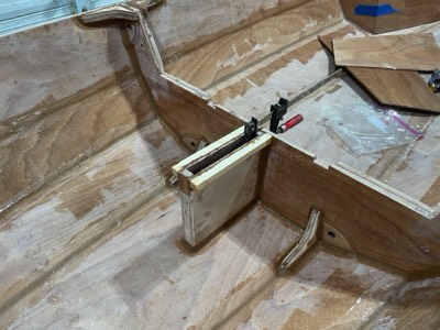  Daggerboard trunk is epoxied in place. 