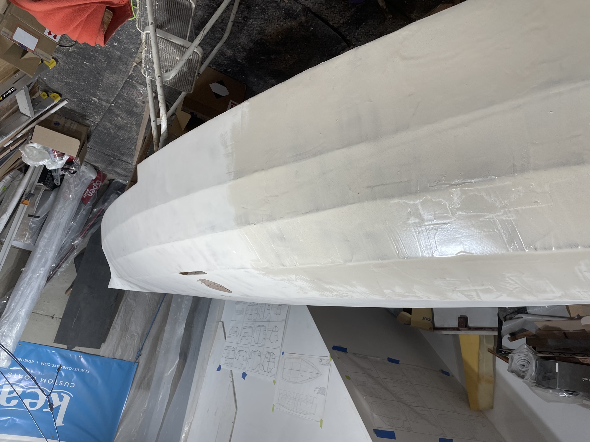  1/17/23 - The hull is partially sanded. 