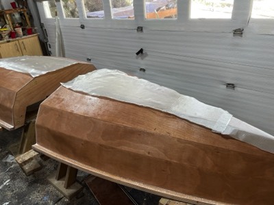  4/12/24 - The hull bottom is ready for fiberglass. 