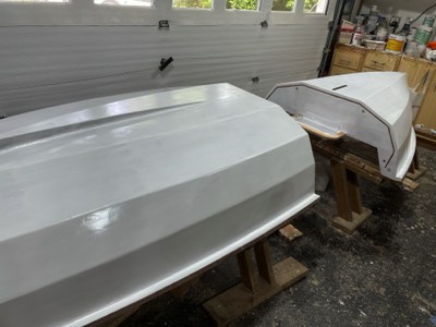  First coat of primer is applied to the hull.  