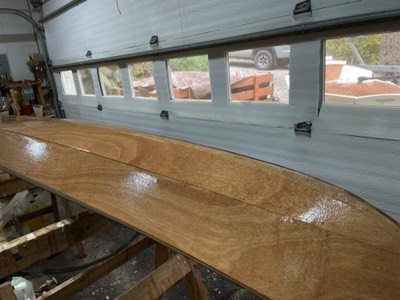  10/16/24 -  Fill coats of epoxy are applied to the hull.  