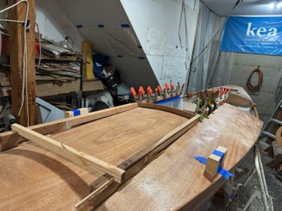  ails for custom sliding hatch are epoxied in place. 