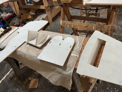  5/7/25 - Primer is applied to various parts.  