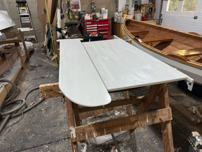  5/10/25 -Rudder trunk and top of main hatch are primed. 