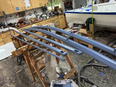  The akas, spars, and tiller extension are primed.  
