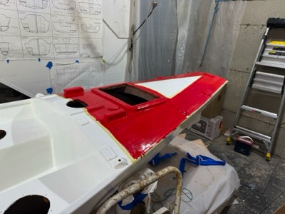  Aft deck gets red paint.  