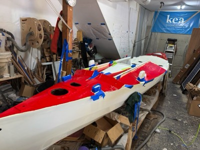  Several coats of red have been applied. 