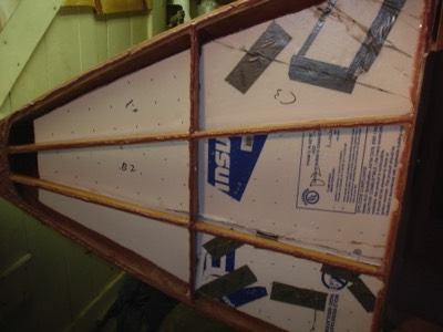  Glue is applied to the deck beams. 