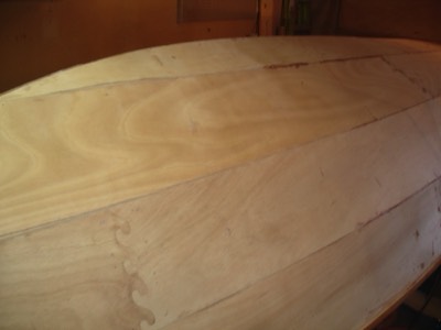  4/26/11 - One side of the hull is partially sanded. 