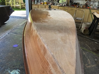  7/8/24 - The hull is partially sanded in preparation for paint.  